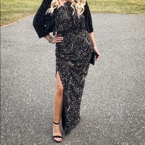 Aidan Mattox Beaded ColdShoulder Gown Black Size 2
